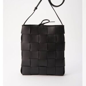 Bottega Veneta Intrecciato black leather cassette crossbody bag